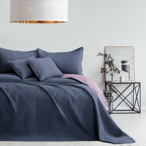 Sengetæppe - AmeliaHome SOFTA, grafit/lilla, mikrofiber 220×240 cm