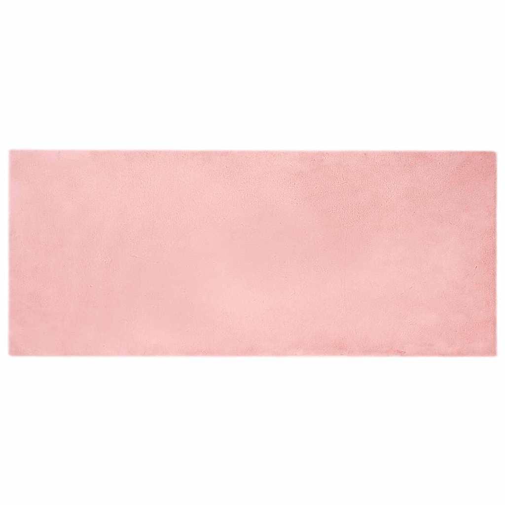 Faux Kanin Pels Tæppe Lyserød 80 x 200 cm Polyester