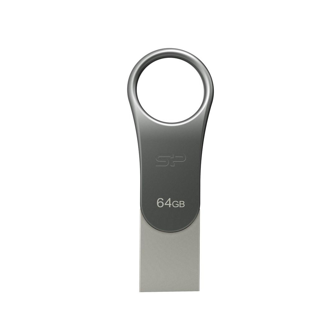 USB stik Silicon Power Mobile C80 64 GB USB-A/USB-C 3.0 (3.1 Gen 1) Titanium