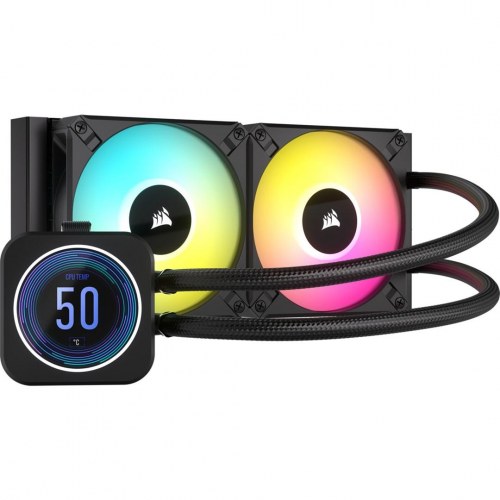 CPU vandkøler Corsair iCUE Link H100i - 240 mm, LCD, 2×120 mm, sort