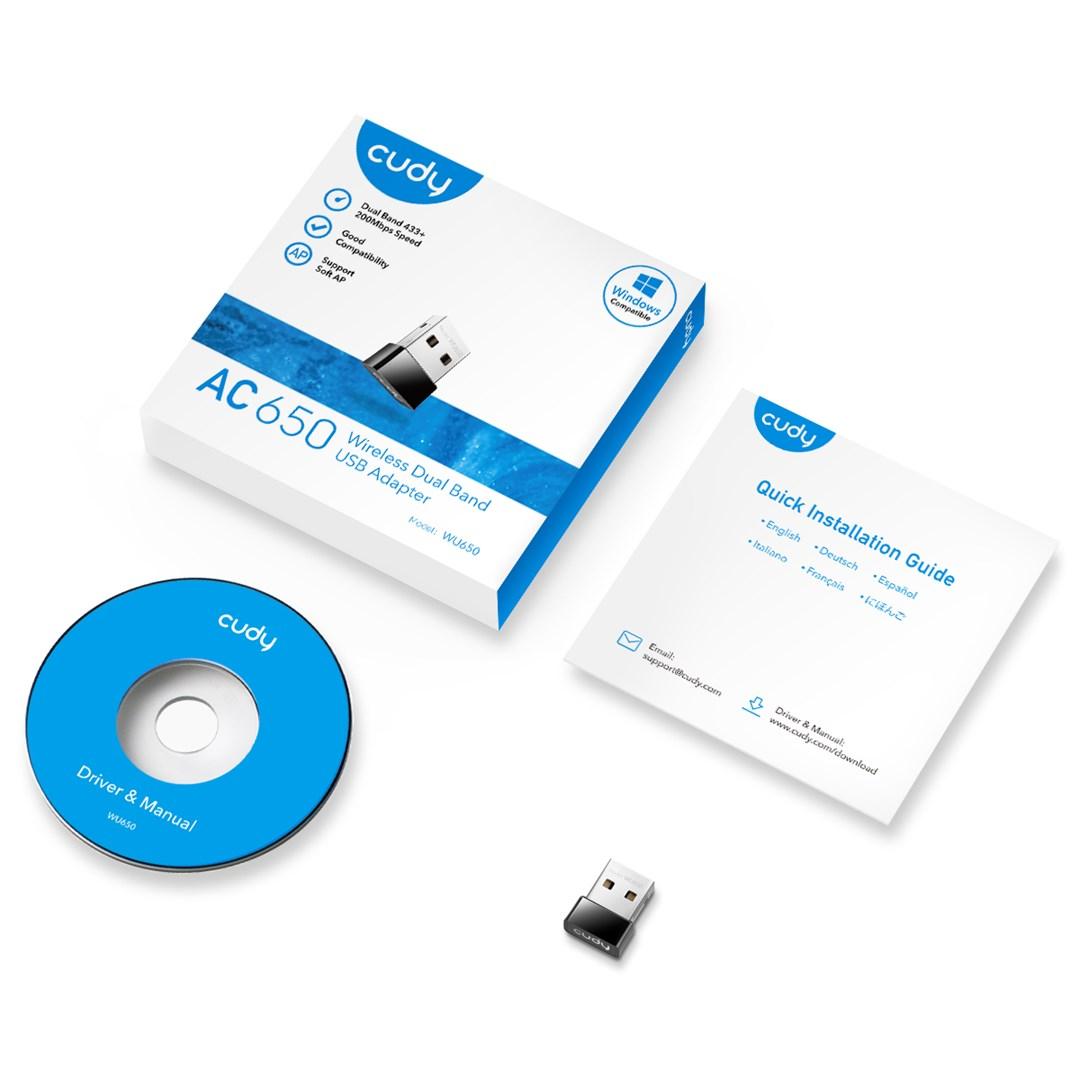 USB Wi-Fi adapter dual-band 433 Mbit/s - Cudy WU650 billede