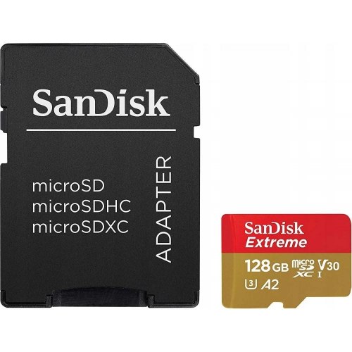 MicroSD-kort SanDisk Extreme 128 GB UHS-I U3 V30 + SD-adapter