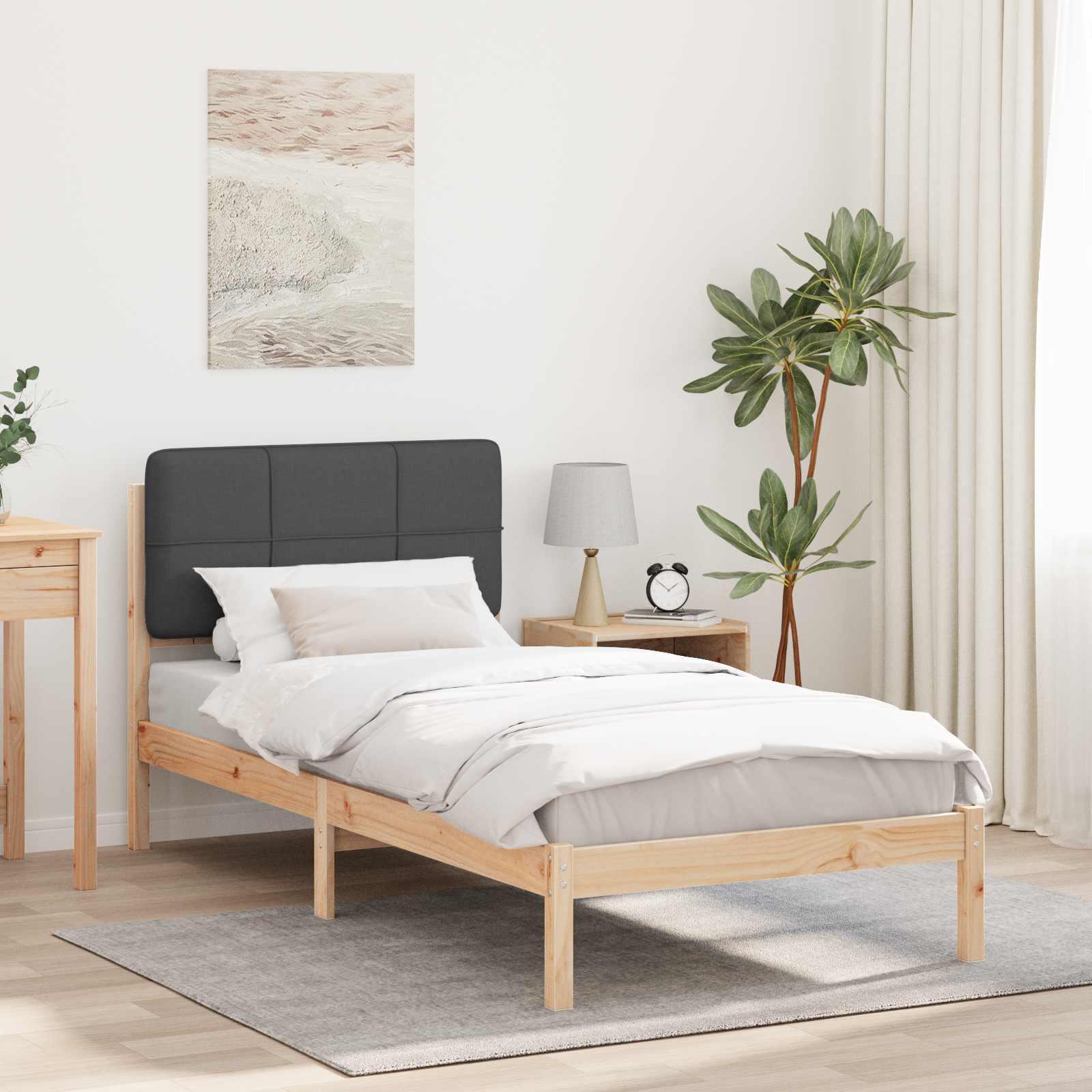 Sengestel med Polstret Hovedgavl Mørkegrå 90 x 200 cm