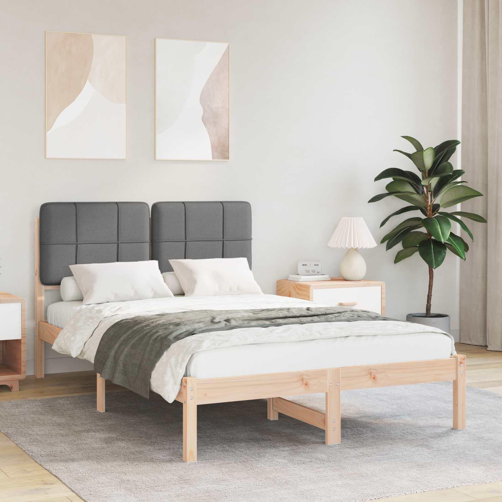 Sengestel med polstret hovedgavl - mørkegrå 120 x 200 cm