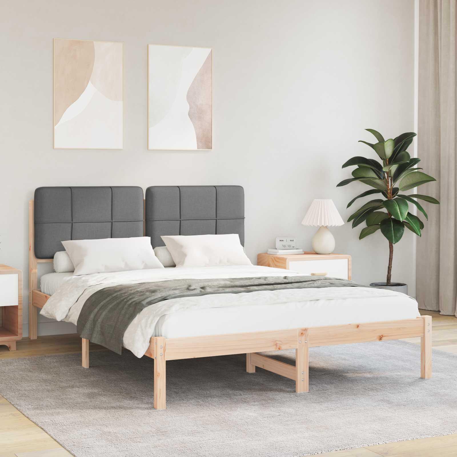 Sengestel med Polstret Hovedgavl Mørkegrå 160 x 200 cm