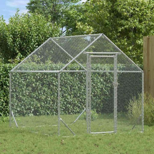 Hønsebur Sølv 200x170x177cm Galvaniseret stål