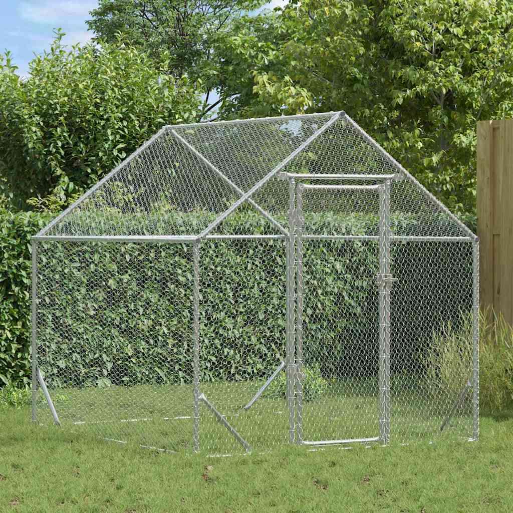 Hønsebur Sølv 200x170x177cm Galvaniseret stål