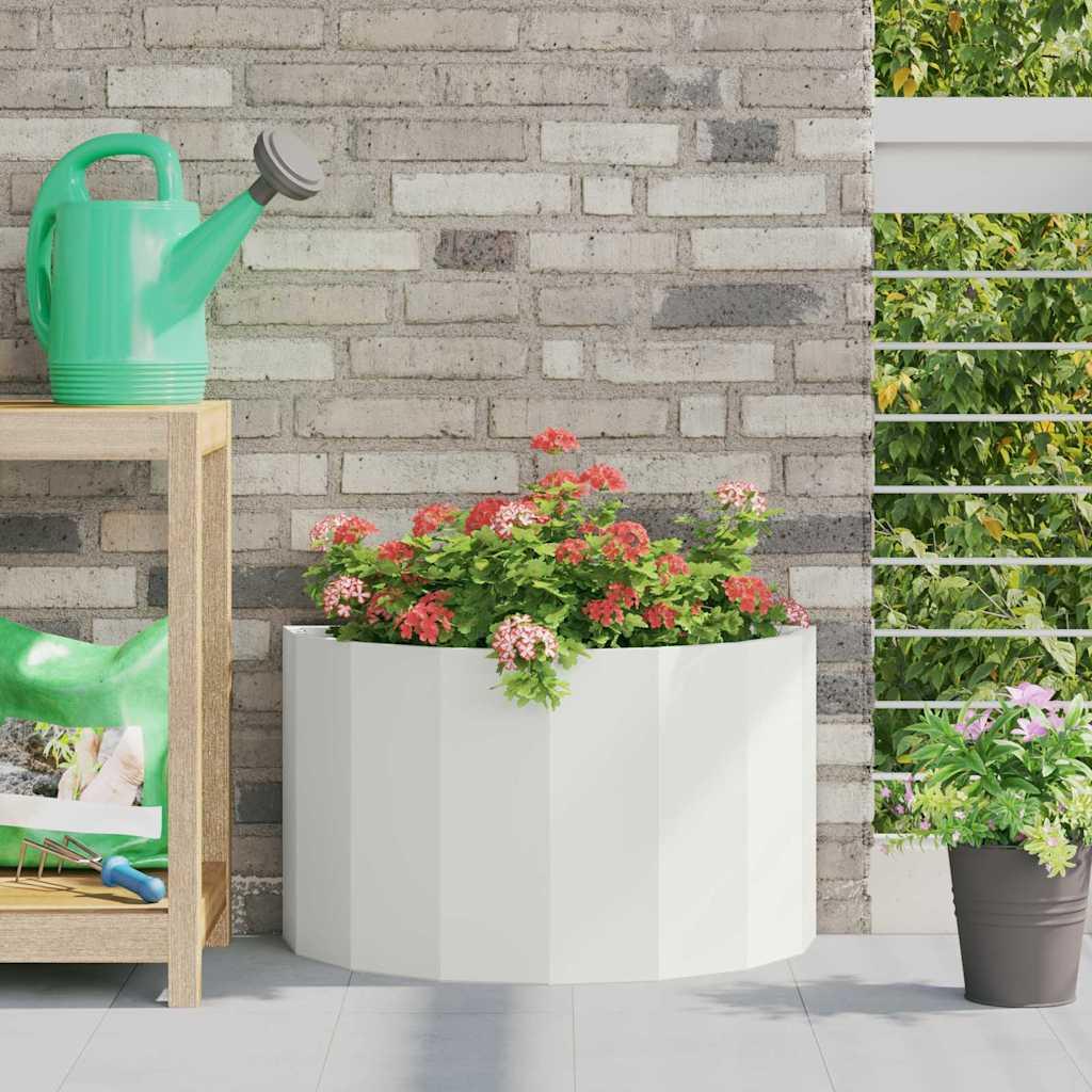 Plantekasse halvrund - hvid stål 60 × 30 × 35 cm