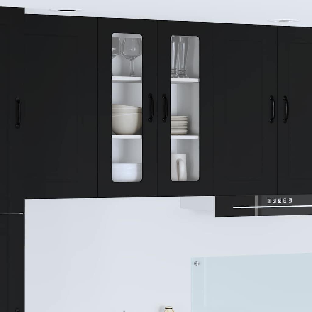 Vægskab til køkken med dør Sort 60 x 31 x 80 cm Konstrueret træ