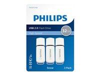 USB stik Philips 32 GB Snow edition USB 2.0, 3-pak, hvid