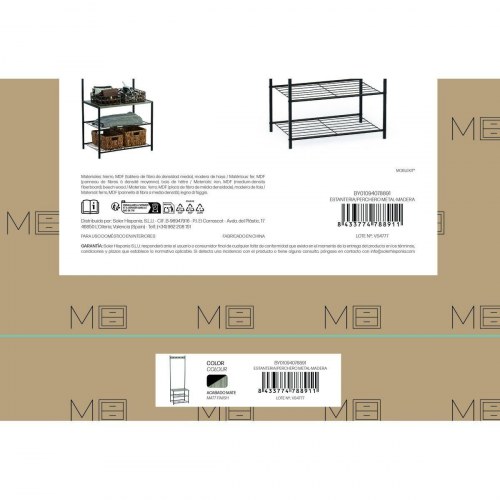 Knagerække med hylde MobleKit - sort/grå, træ og metal, 160 × 40 × 175 cm (3 enheder)