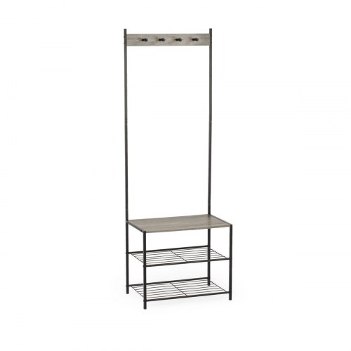 Knagerække med hylde MobleKit - sort/grå, træ og metal, 160 × 40 × 175 cm (3 enheder)