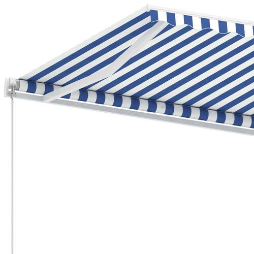 Fritstående markise 450x350 cm manuel betjening blå/hvid