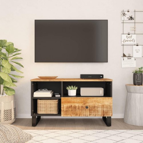 Tv-bord 80x33x46 cm - massivt mangotræ og konstrueret træ