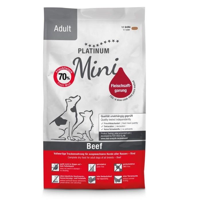 Hundefoder PLATINUM Adult Beef Mini, semi-moist - 900 g