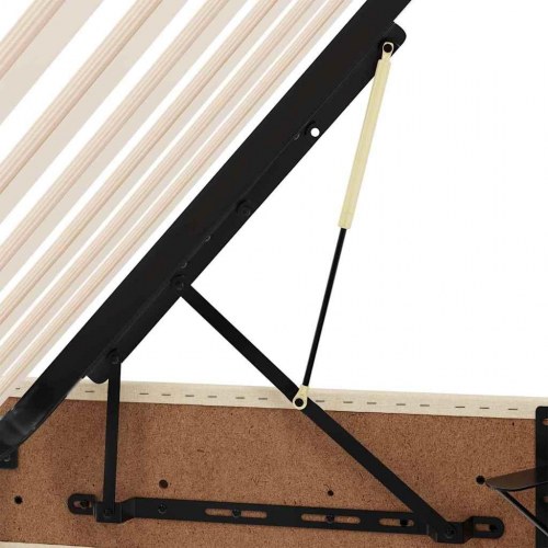 LED opbevaringsseng med madras - creme 180 x 200 cm, stof