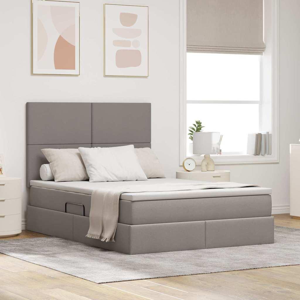 Seng Med Opbevaring Og Led Polyester - Gråbrun / 140 x 200 cm / Med ensartet mønster