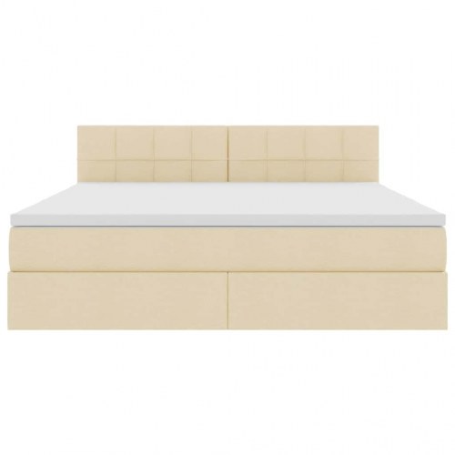 LED opbevaringsseng med madras - creme 160 x 200 cm, stof