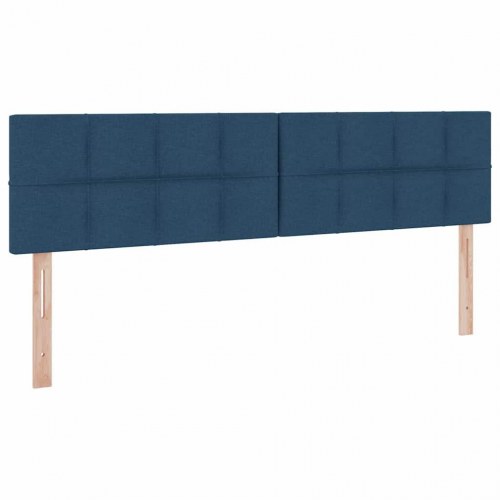 Opbevaringsseng med LED og madras - blå stof 160 x 200 cm