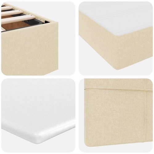 LED opbevaringsseng med madras - creme 160 x 200 cm, stof