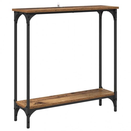 Konsolbord i gammelt trælook - 75 × 22,5 × 75 cm, konstrueret træ og metal