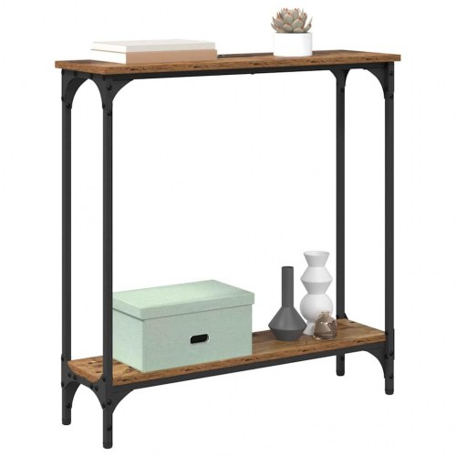 Konsolbord i gammelt trælook - 75 × 22,5 × 75 cm, konstrueret træ og metal