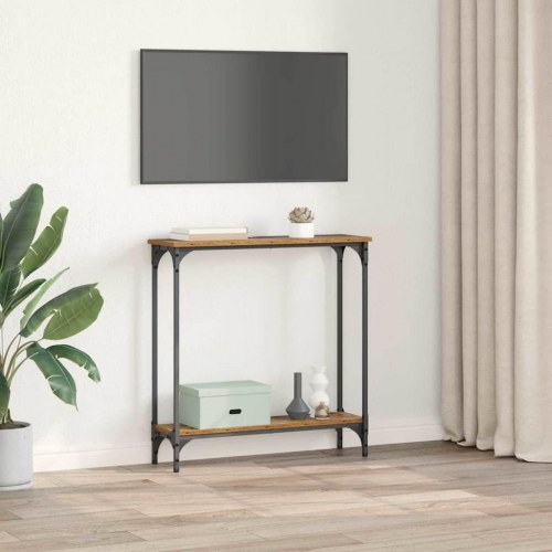 Konsolbord i gammelt trælook - 75 × 22,5 × 75 cm, konstrueret træ og metal