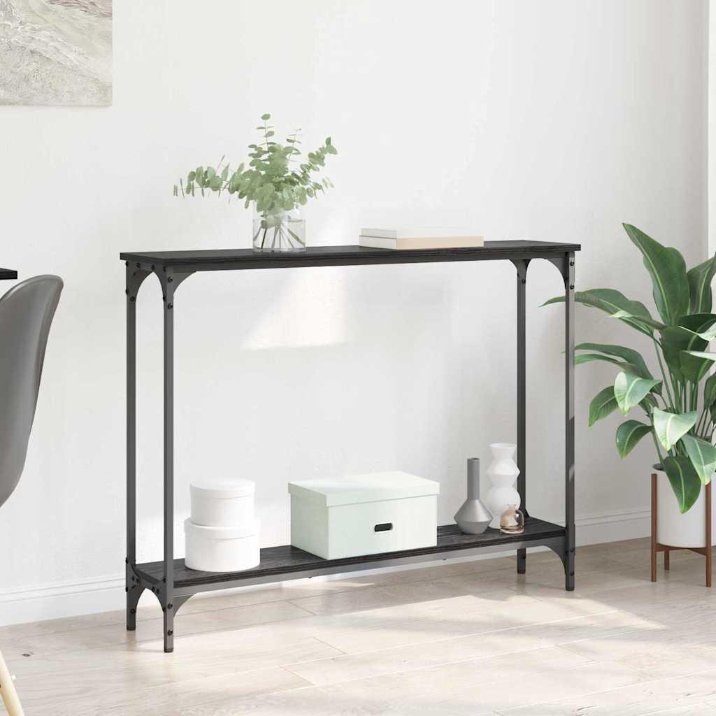Konsolbord med hylde Sort eg 102 x 23 x 15.5 cm Konstrueret træ