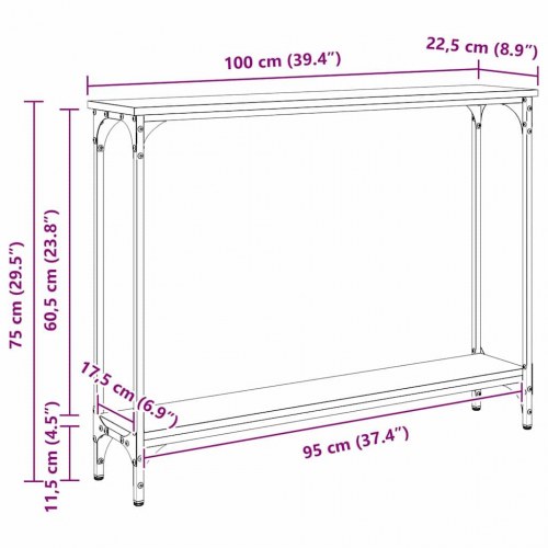 Konsolbord Gammelt træ 102 x 23 x 15.5 cm Konstrueret træ