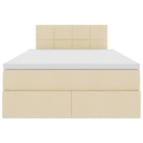 LED opbevaringsseng med madras - creme 120 x 200 cm, stof