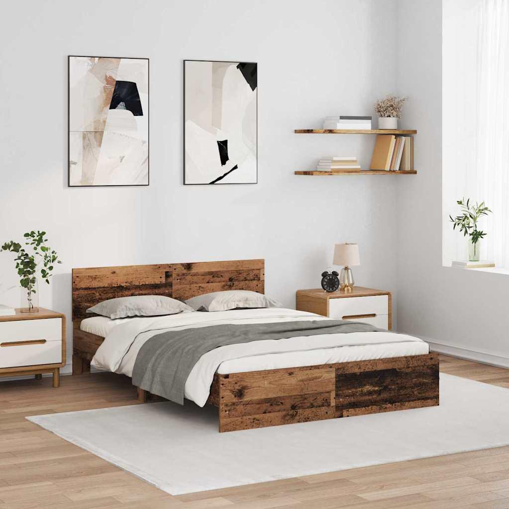 Sengestel Gammelt træ 135 x 190 cm Konstrueret træ