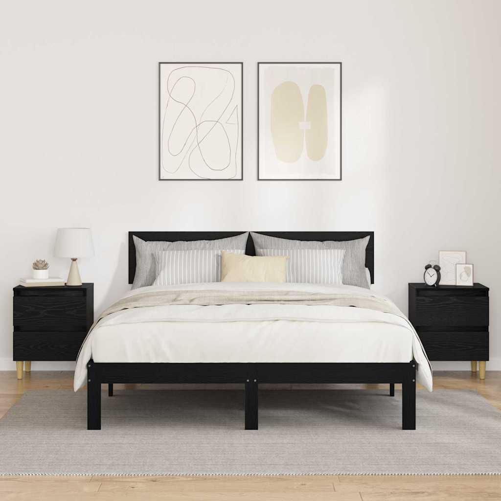 Sengeskabe 2 stk Sort eg 40 x 35 x 50 cm Konstrueret træ