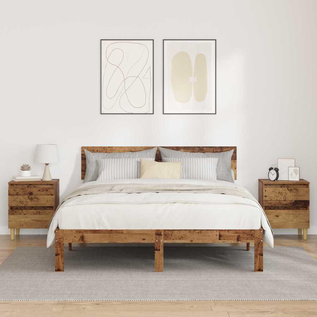 Sengeskabe 2 stk Gammelt træ 40 x 35 x 50 cm Konstrueret træ