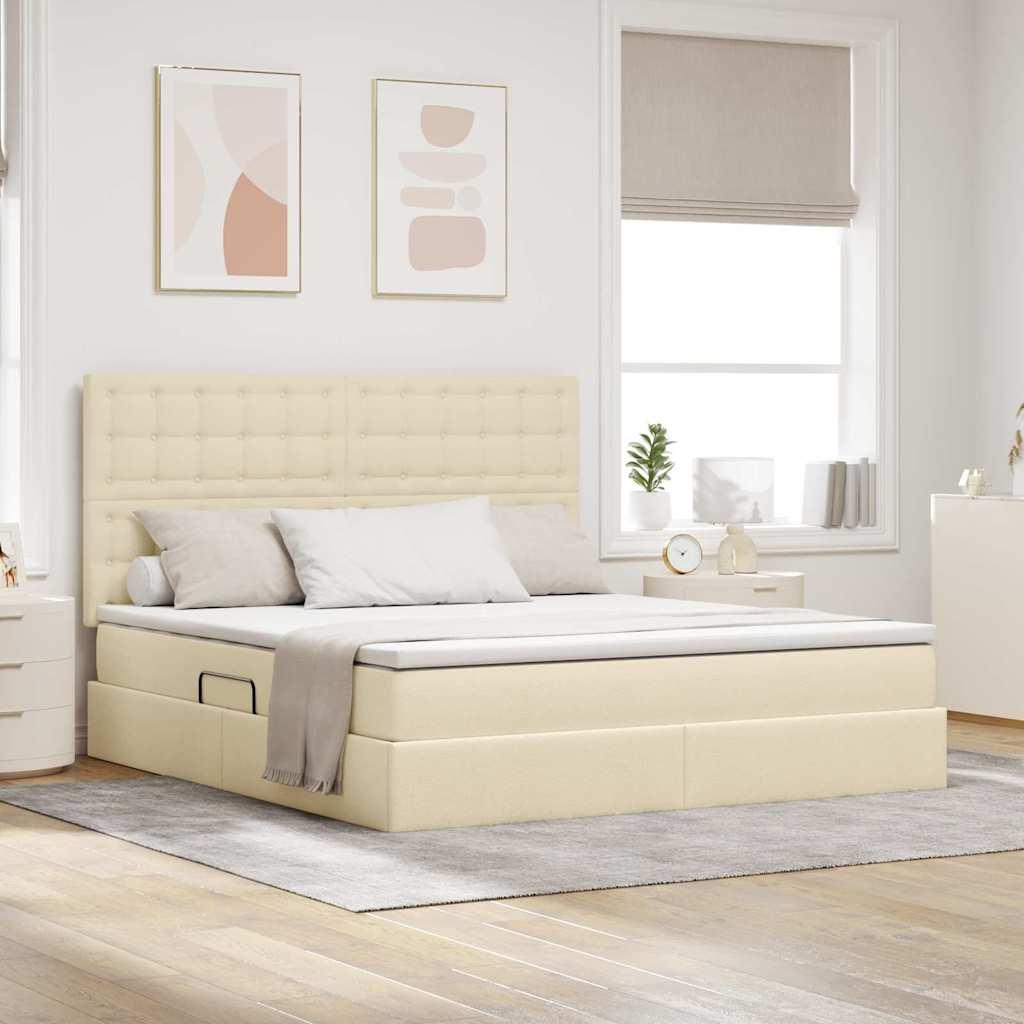 Seng Med Opbevaring Og Led Polyester - Creme / 180 x 200 cm / Knapper