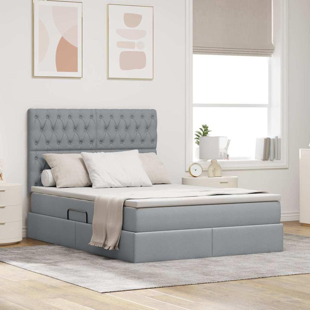 Seng Med Opbevaring Og Led Polyester - Lysegrå / 140 x 190 cm / Quilted design
