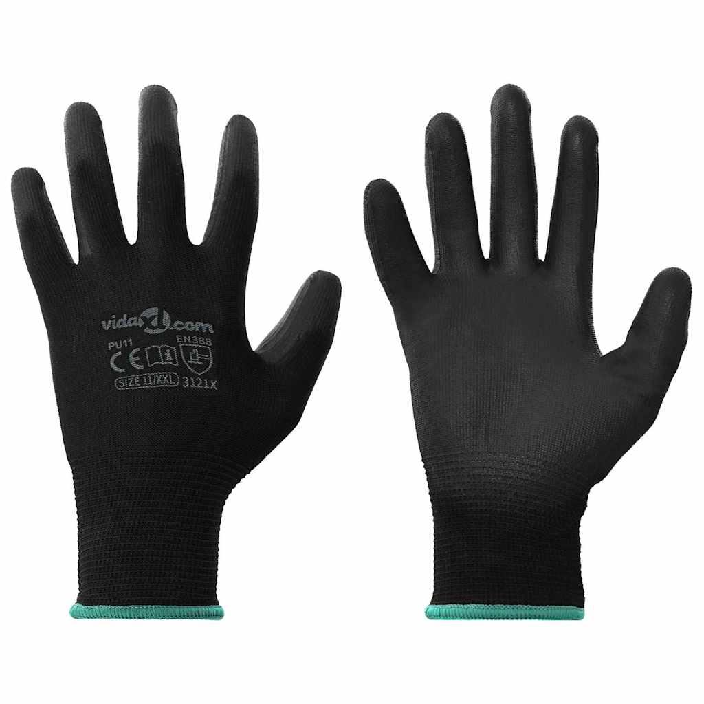 Arbejds handsker 12 pcs Sort 11 / XXL Polyester