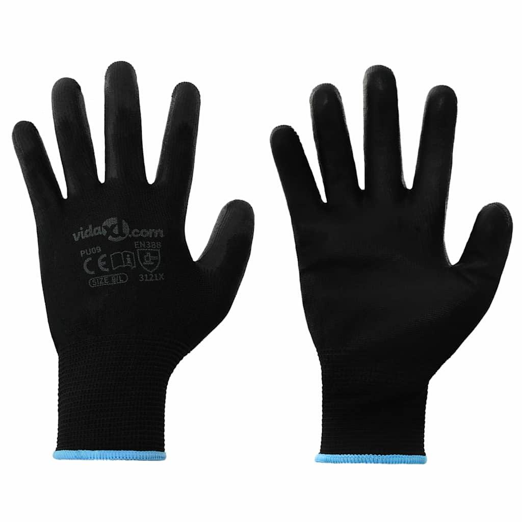 Arbejds handsker 12 pcs Sort 9 / l Polyester