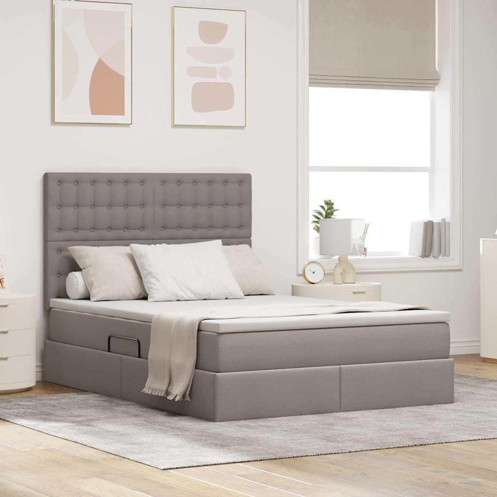Seng Med Opbevaring Og Led Polyester - Gråbrun / 140 x 200 cm / Knapper
