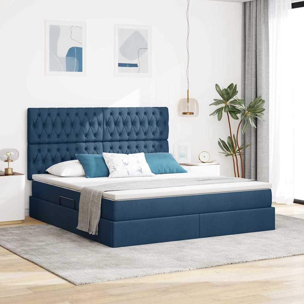 Seng Med Opbevaring Og Led Polyester - Blå / 180 x 200 cm / Quilted design