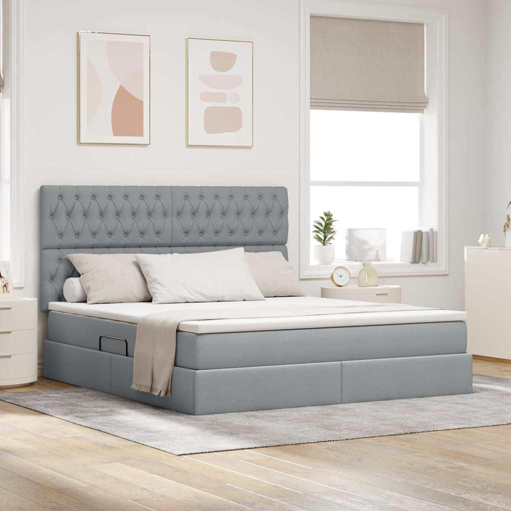 Seng Med Opbevaring Og Led Polyester - Lysegrå / 180 x 200 cm / Quilted design