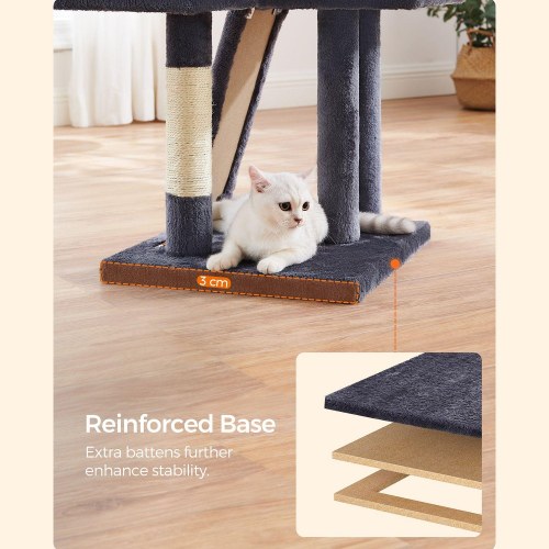 Kattetræ med kradsebræt 135 cm – SONGMICS/Feandrea, mørkegrå