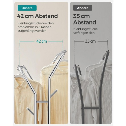 Tøjstativ med hjul dobbelt tøjstang, kraftig metalramme, hylde, sølv 103,5 cm / 100 kg