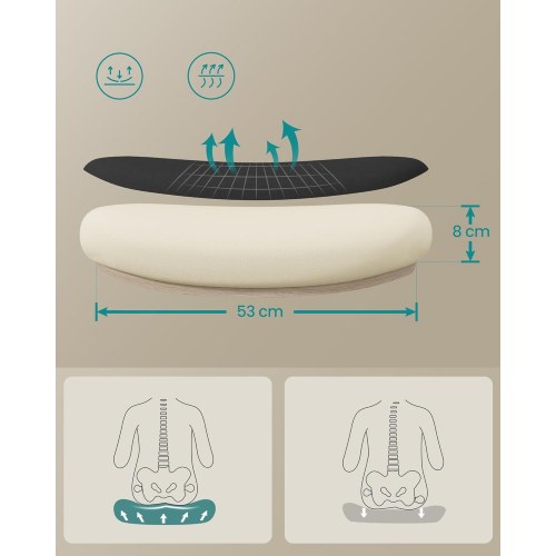 Kontorstol med armlæn – SONGMICS ergonomisk drejestol med net, justerbar lændestøtte og hovedstøtte, gyngfunktion, 53 cm sæde, blæksort