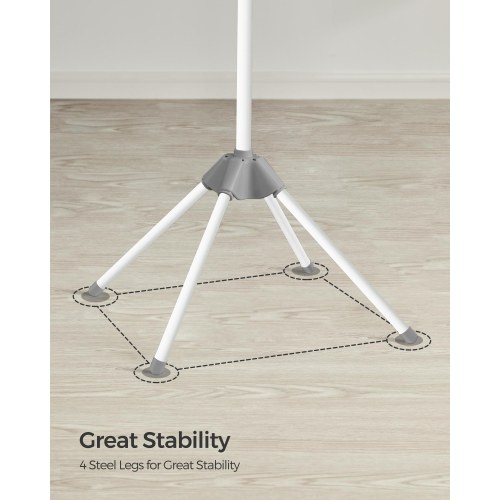 Tørrestativ til tøj foldbart stativ med 3 roterbare arme, 4 ben, rustfrit stål, 150 cm, grå/hvid