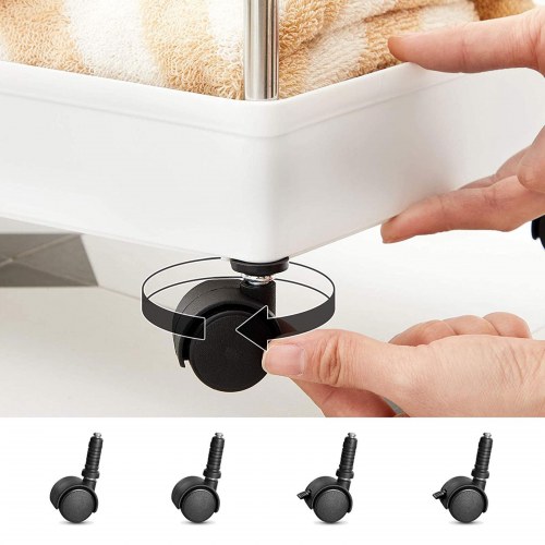 Rullebord til opbevaring smalt 4-etagers køkken-/badeværelsesvogn, 40 × 13,5 × 93 cm, hvid