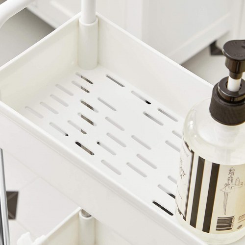 Rullebord til opbevaring smalt 4-etagers køkken-/badeværelsesvogn, 40 × 13,5 × 93 cm, hvid