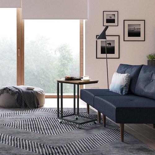 Sidebord på hjul industrielt, rustik brun/sort, 50 × 35 × 62 cm