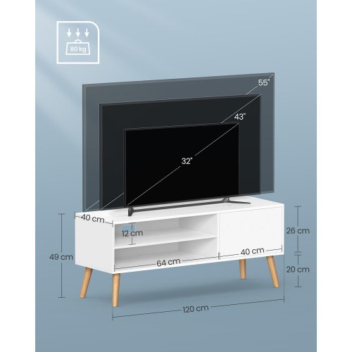 TV-bord 120 cm – hvidt lowboard til TV op til 55"