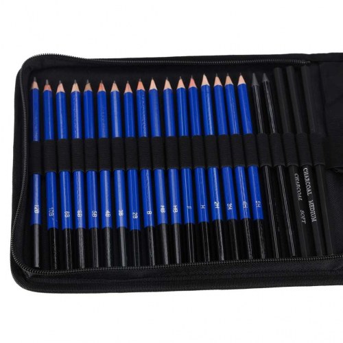 Tegnesæt til skitser – blyanter og kul, 54 dele