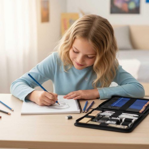 Tegnesæt til skitser – blyanter og kul, 54 dele